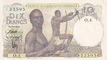 French West Africa 10 Francs - Hunters - 18-01-1946 - Serial O.4 - P.37