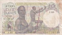 French West Africa 10 Francs - Hunters - 27-12-1948 - Serial J.60 - P.37