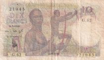 French West Africa 10 Francs - Hunters - 28-09-1949 - Serial G.62 - P.37