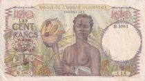 French West Africa 100 Francs - African, pineapple - Family - 16-04-1948 - Serial B.3861 - VF - P.40