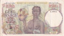 French West Africa 100 Francs - African, pineapple - Family - 26-04-1950 - Serial C.8912 - VF - P.40