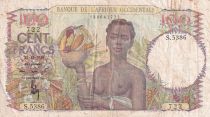 French West Africa 100 Francs - African, pineapple - Family - 27-12-1948 - Serial S.5386 - V to VF - P.40