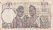 French West Africa 100 Francs - Woman carrying a bowl of fruit - Couple with a child - 10-09-1947 - Series Z