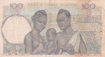 French West Africa 100 Francs - Woman with fruits, family - 16-04-1948 - Serial Z.4213 - VF- P.40