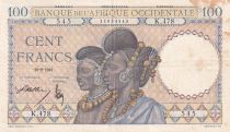French West Africa 100 Francs - Women w/hairdress - 10-09-1941 - Serial K.478 - P.23