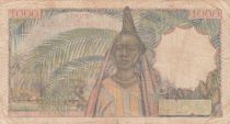 French West Africa 1000 Francs Woman, jugs - 21-11-1953 - F to VF - P.42