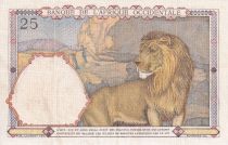 French West Africa 25 Francs - Man and horse, Lion - Blue numerals - 1939 - Serial W.1229 - VF+ - P.22