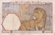 French West Africa 25 Francs - Man and horse, Lion - Red numerals - 1942 - Serial G.2578 - VF - P.27