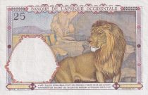French West Africa 25 Francs - Man and horse, Lion - Red numerals - 1942 - VF+ - P.27
