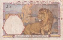 French West Africa 25 Francs - Man and horse, Lion - VF