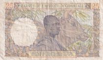 French West Africa 25 Francs - Woman - Man with a cow - 1943 - Serial Y.2611 - F - P.38