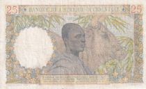 French West Africa 25 Francs - Woman, Man with a cow - 1943 - Serial  P.1644 - VF - P.38