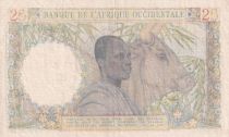 French West Africa 25 Francs - Woman, Man with a cow - 1943 - Serial  S.2090 - VF+ - P.38