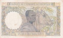 French West Africa 25 Francs - Woman, Man with a cow - 1943 - Serial K.2182   - SUP - P.38