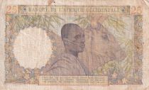 French West Africa 25 Francs - Woman, Man with a cow - 1943 - Serial K.499 - P.38