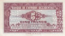 French West Africa 5 Francs - 1942 Serial AM - Specimen - XF - P.28