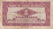 French West Africa 5 Francs - African - 14-12-1942 - Serial AB