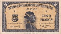 French West Africa 5 Francs - African - 1942 - F+ - Serial P - P.28b