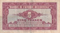 French West Africa 5 Francs - African - 1942 - F+ - Serial P - P.28b