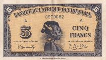 French West Africa 5 Francs - African - 1942 - Serial A - P.28b