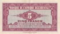 French West Africa 5 Francs - African - 1942 - Serial A - P.28b