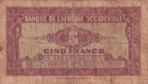 French West Africa 5 Francs - African - 1942 - Serial E - P.28a