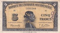 French West Africa 5 Francs - African - 1942 - Serial H