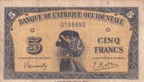 French West Africa 5 Francs - African - 1942 - Serial O - P.28a