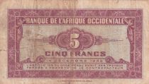 French West Africa 5 Francs - African - 1942 - Serial O - P.28a