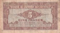 French West Africa 5 Francs - African - 1942 - Serial Z - P.28a