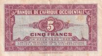 French West Africa 5 Francs - African - 1942 - VF - Serial P - P.28a