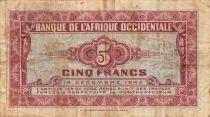 French West Africa 5 Francs - African woman - 14-12-1942 - P.28a