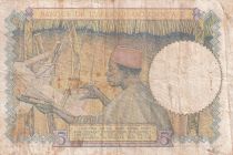French West Africa 5 Francs - Coffe tree - Man weaving - 10-03-1938 - Serial U.4594 - P.21