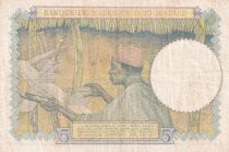 French West Africa 5 Francs - Coffe tree - Man weaving - 12-08-1937 - Serial Z.3779  - VF - P.21