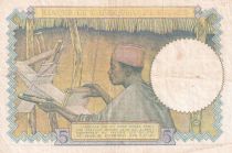 French West Africa 5 Francs - Coffe tree - Man weaving - 15-03-1937 - Serial H.2849 - VF+ - P.21