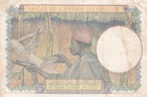 French West Africa 5 Francs - Coffe tree - Man weaving - 15-06-1942 - Serial K.10117 - F+ - P.25