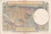 French West Africa 5 Francs - Coffe tree - Man weaving - 22-04-1942 - Serial P.9038 - XF - P.25