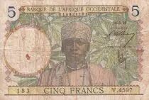 French West Africa 5 Francs - Coffe tree - Man weaving