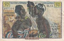 French West Africa 50 Francs - AOF and Togo - Women, dancer, harbor - 1956 - Serial D.14 - VF - P.45