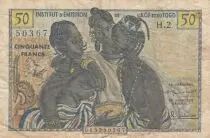 French West Africa 50 francs - AOF and Togo - Women, dancer, harbor - 1956 - Serial H.2