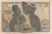 French West Africa 50 Francs - AOF and Togo - Women, dancer, harbor - 1956 - Serial J.61 - VF - P.45