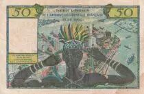 French West Africa 50 Francs - AOF and Togo - Women, dancer, harbor - 1956 - Serial J.61 - VF - P.45