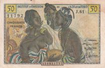 French West Africa 50 Francs - AOF and Togo - Women, dancer, harbor - 1956 - Serial J.61 - VF - P.45