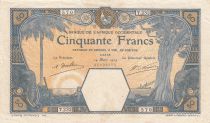 French West Africa 50 Francs Dakar  Elephants - 14-03-1929 - P.9Bc - VF Serial T.232