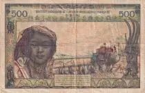 French West Africa 500 Francs - Farmers, mask - 23-10-1956 - Serial D.1 - P.47