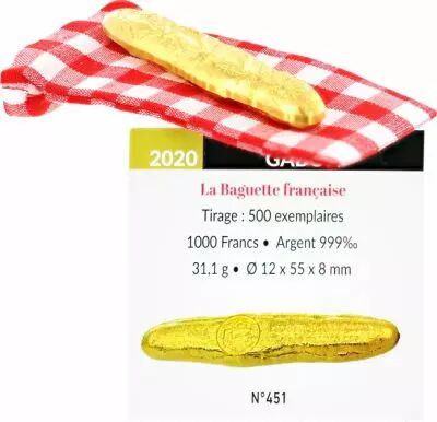 Gabon 1000 Francs Baguette - Once Argent Dor� Or fin - 2020