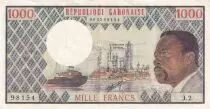 Gab&oacute;n 1000 Francs Omar Bongo - ND (1974) Serial J.2