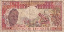 Gabon 500 Francs -Woman, wood - students - 1974 - Serial K.3 - P.2a