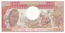 Gabun 500 Francs -Woman, wood - students - 01-04-1978 - Serial Y.3 -P.2b