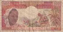 Gabun 500 Francs -Woman, wood - students - 1974 - Serial K.3 - P.2a